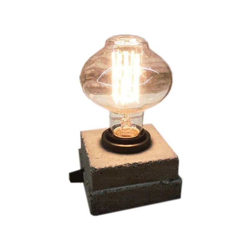 چراغ رومیزی بتنی دست ساز بدون لامپ مدل مطبق 1213