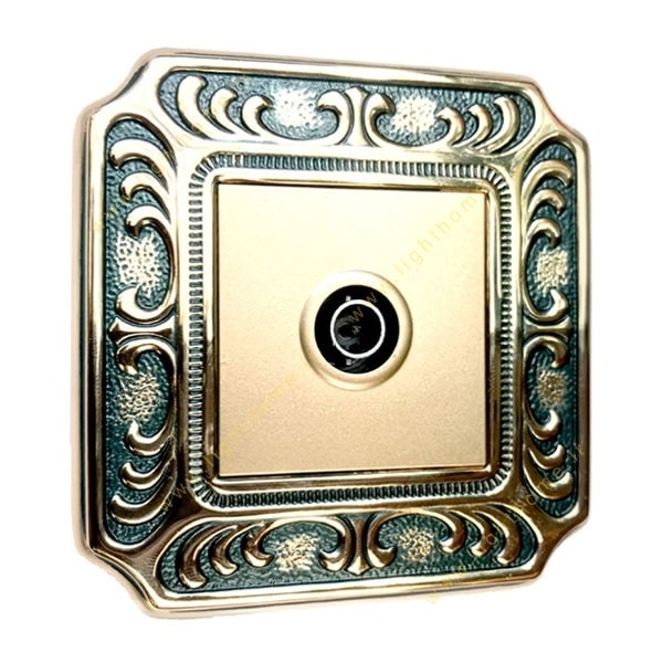 کلید و پریز آنتیکو سری VITA طلایی با کادر پتینه یشمی