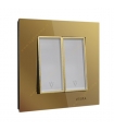کلید و پریز ویرا مدل امگا طرح شیشه طلایی طلایی سفید
