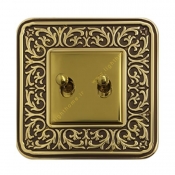 کلید دو پل اهرمی آنتیکو طلایی با قاب سری FIORE