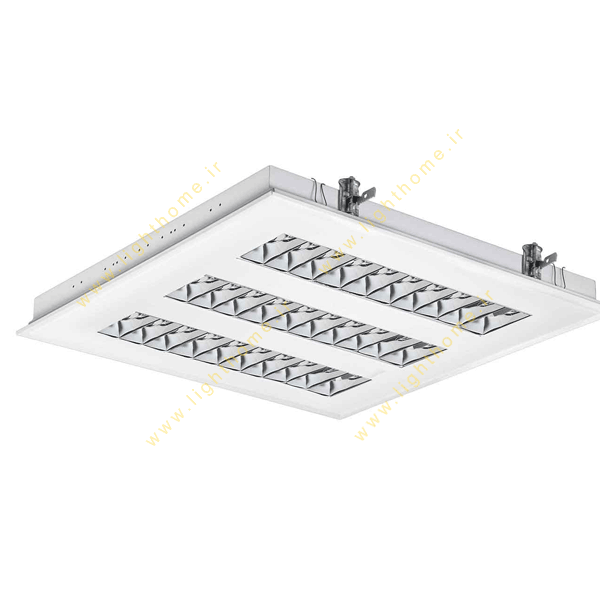 چراغ فلورسنت سقفی 36*3 وات توکار مازی نور مدل M524336DTCL با شبکه ی آلومینیومی و بالاست الکترونیکی