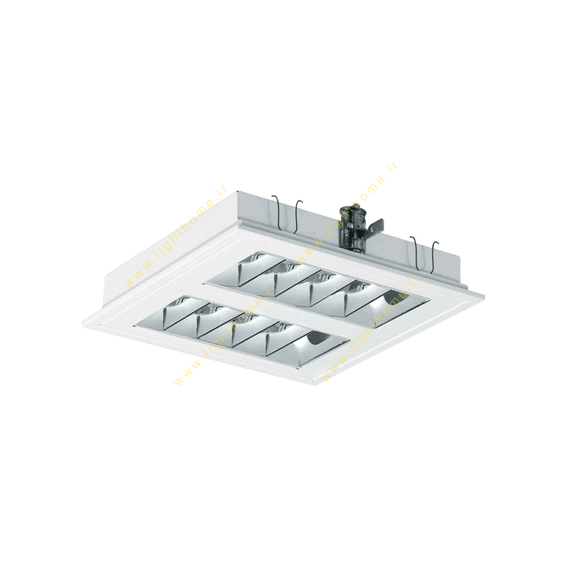 چراغ فلورسنت سقفی 18×2 وات توکار مازی نور مدل الگانت M524S218DTCL با شبکه آلومینیومی