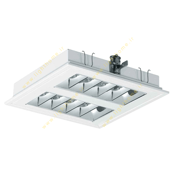 چراغ فلورسنت سقفی 18*2 وات توکار مازی نور مدل M524S218DTCL با شبکه آلومینیومی