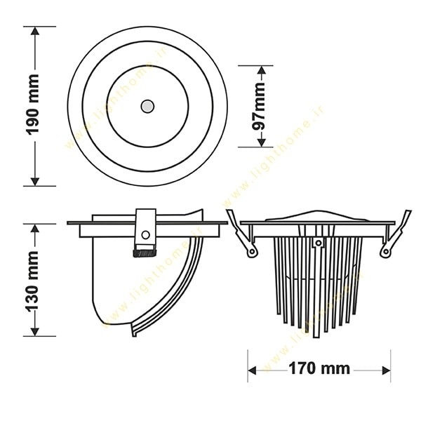 چراغ COB توکار فکی گرد فاین مدل FEC-318-40W