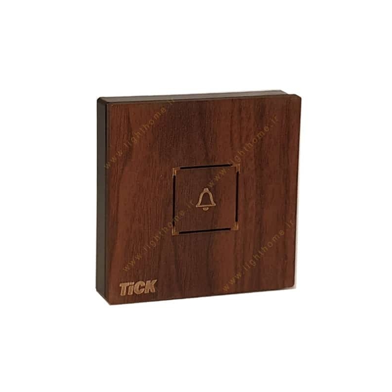کلید زنگ لمسی تیک با قاب چوبی آبنوس