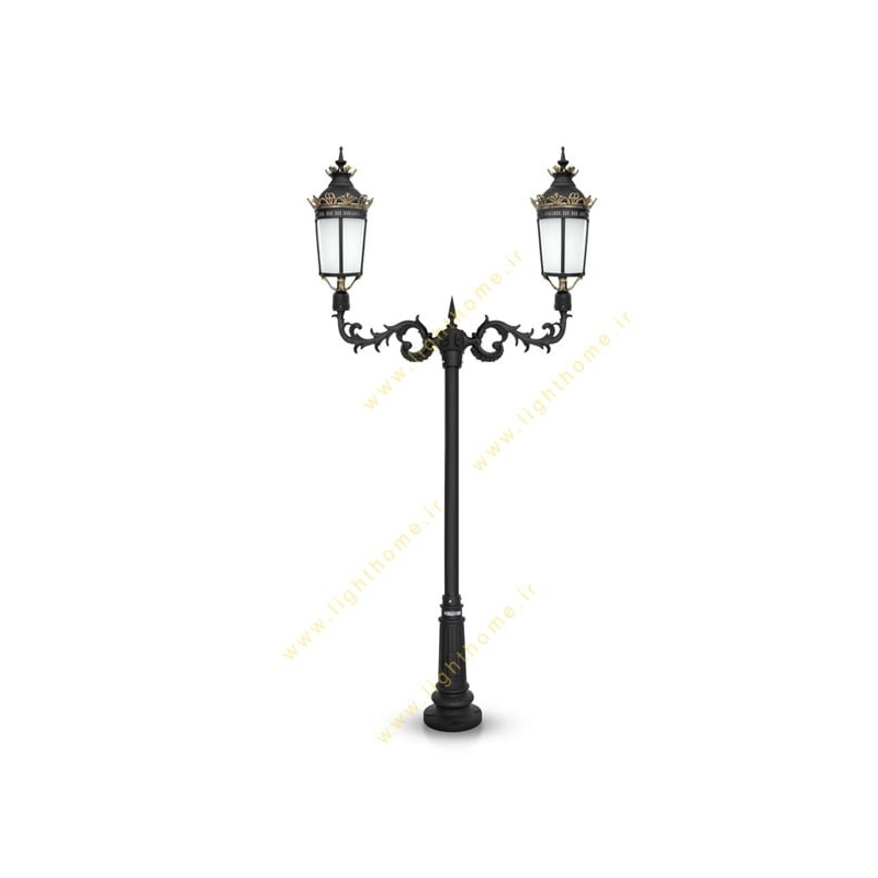 چراغ پارکی دو شاخه شب تاب مدل امپراطور