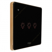 کلید لمسی هوشمند وای فای سه پل مشکی فاین الکتریک FEC با قاب طلایی