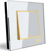 کلید و پریز ویرا مدل امگا طرح شیشه سفید طلایی سفید