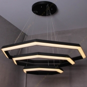 آویز 7 ضلعی سیلا نور مدل آپولو 90×70×50 مشکی متالیک و طلایی
