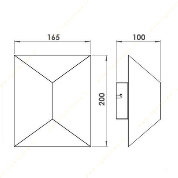 چراغ دیواری دکوراتیو لولایت کد 153 ابعاد