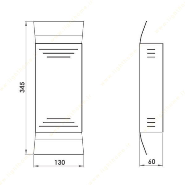 چراغ دیواری دکوراتیو لولایت کد 170 ابعاد