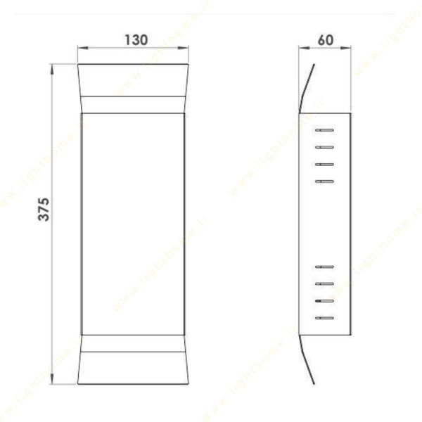 چراغ دیواری دکوراتیو لولایت کد 172 ابعاد