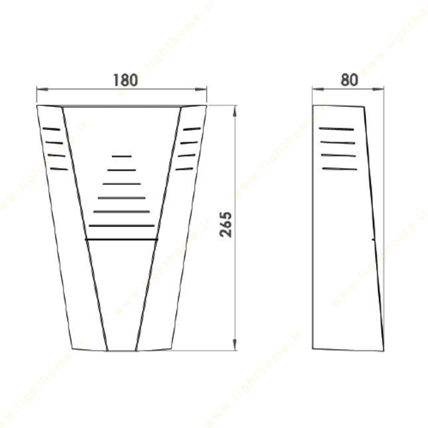 چراغ دیواری دکوراتیو لولایت کد 191 ابعاد