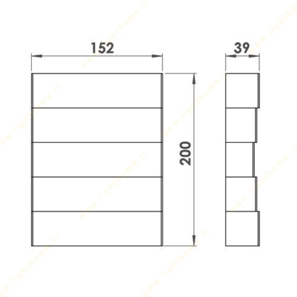 چراغ دیواری دکوراتیو لولایت کد 200 ابعاد