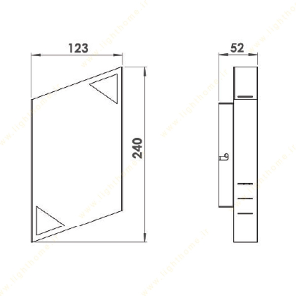 چراغ دیواری دکوراتیو لولایت کد 210 ابعاد