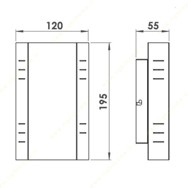 چراغ دیواری دکوراتیو لولایت کد 220 ابعاد