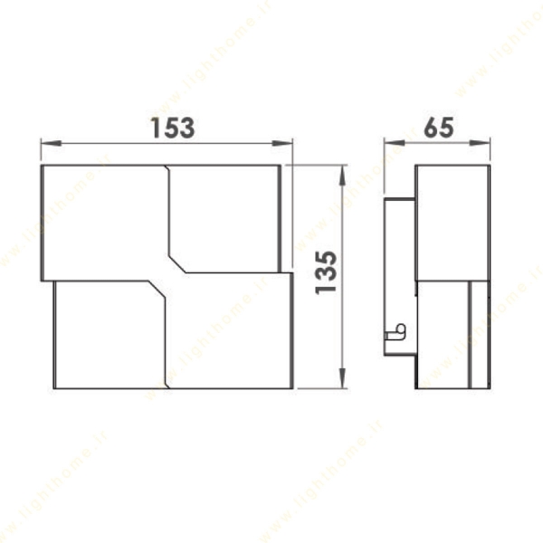 چراغ دیواری دکوراتیو لولایت کد 211 ابعاد