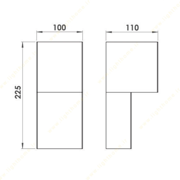 چراغ دیواری دکوراتیو لولایت کد 250 ابعاد