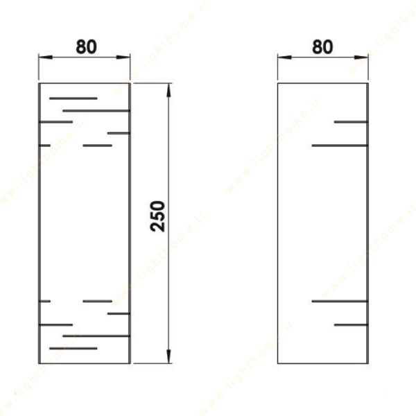 چراغ دیواری دکوراتیو لولایت کد 260 ابعاد