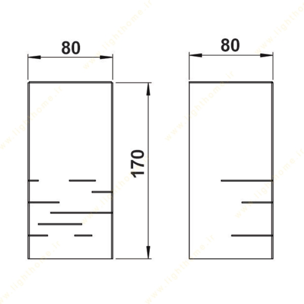 چراغ دیواری دکوراتیو لولایت کد 262 ابعاد