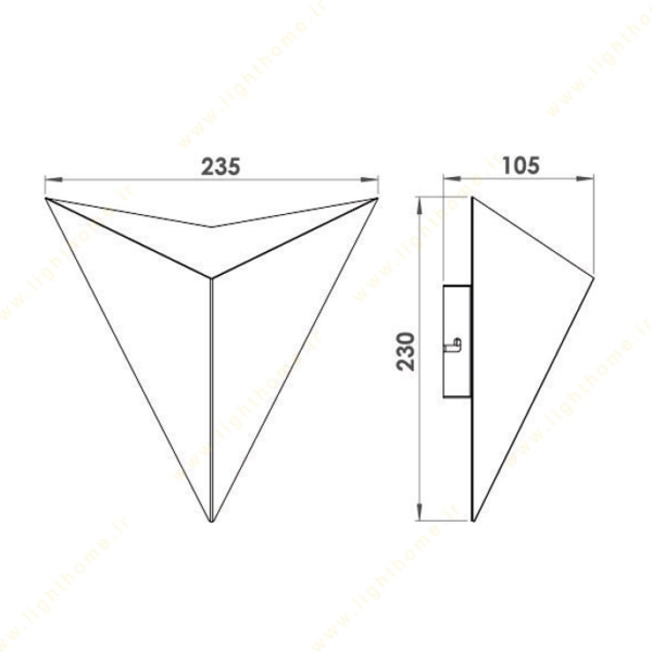 چراغ دیواری دکوراتیو لولایت کد 290 ابعاد