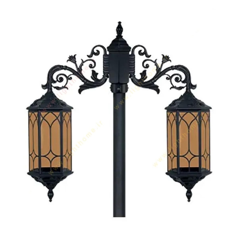 چراغ پارکی دو شاخه تکشیدفام مدل پادینا 9024D