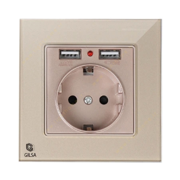 پریز شارژ ارت دار (USB و Type C) گیلسا مدل فریم لس شیشه ای