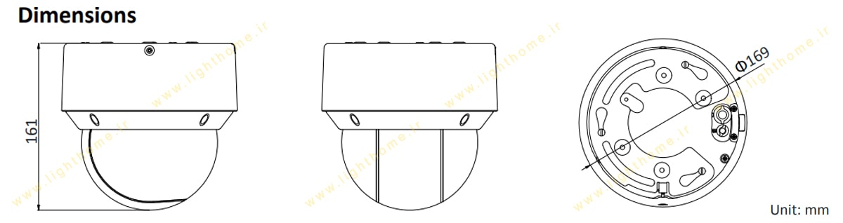 ابعاد بدنه دوربین مدار بسته تحت شبکه هایک ویژن دوربین مدار بسته تحت شبکه هایک ویژن DS-2DE4A220IW-DE