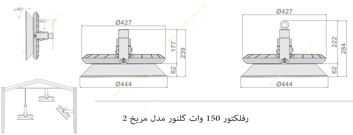 رفلکتور 150 وات گلنور مدل مریخ 2