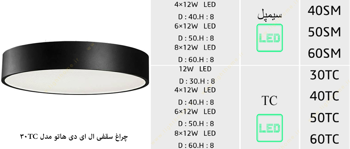 چراغ سقفی LED مدل 30TC هاتو