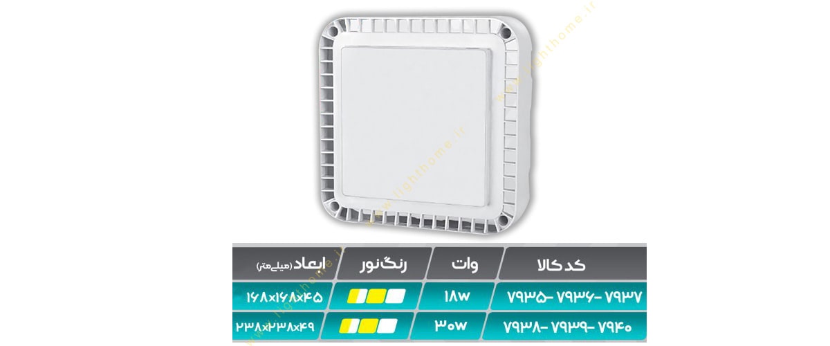 چراغ سقفی 18 وات روکار پارس شعاع توس مدل آوین