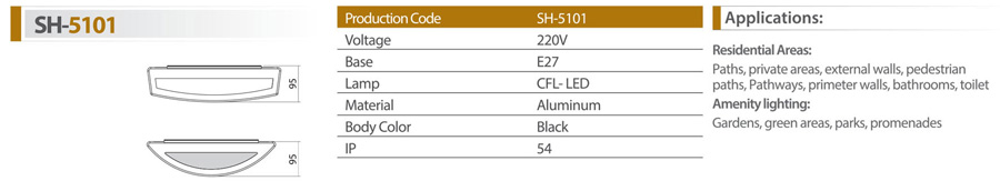 چراغ دیواری و دکوراتیو شعاع مدل sh-5101