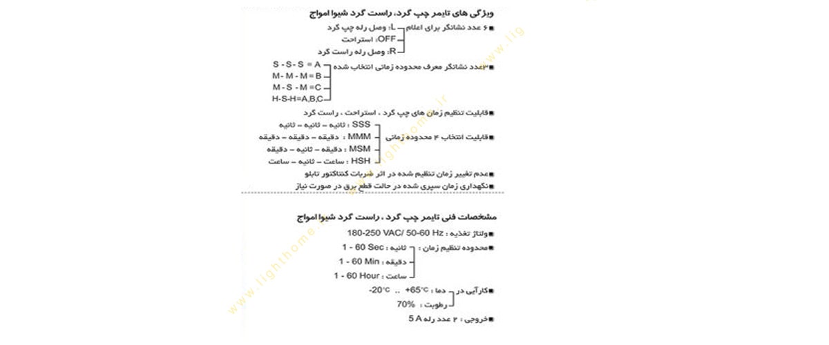 تایمر چپ گرد، راست گرد شیوا امواج مدل LRB