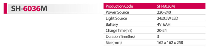 چراغ اضطراری شارژی شعاع مدل SH-6036M