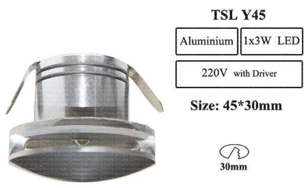 چراغ چشمی پارکتی LED مدل TSL-Y45 - چراغ چشمی 3 وات تکساز - چراغ ال ای دی دانلایت تکساز مدل Y45