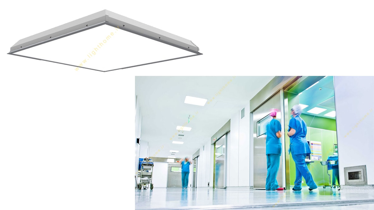 چراغ بیمارستانی 60x60 توکار 50 وات LED گلاریس مهنام مدل پلی استایرن شیری