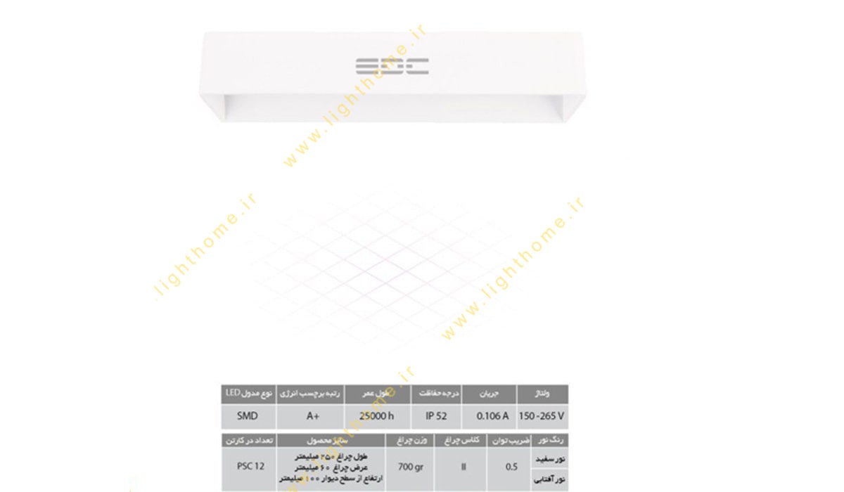 چراغ دیواری 12 وات روکار مستطیل EDC