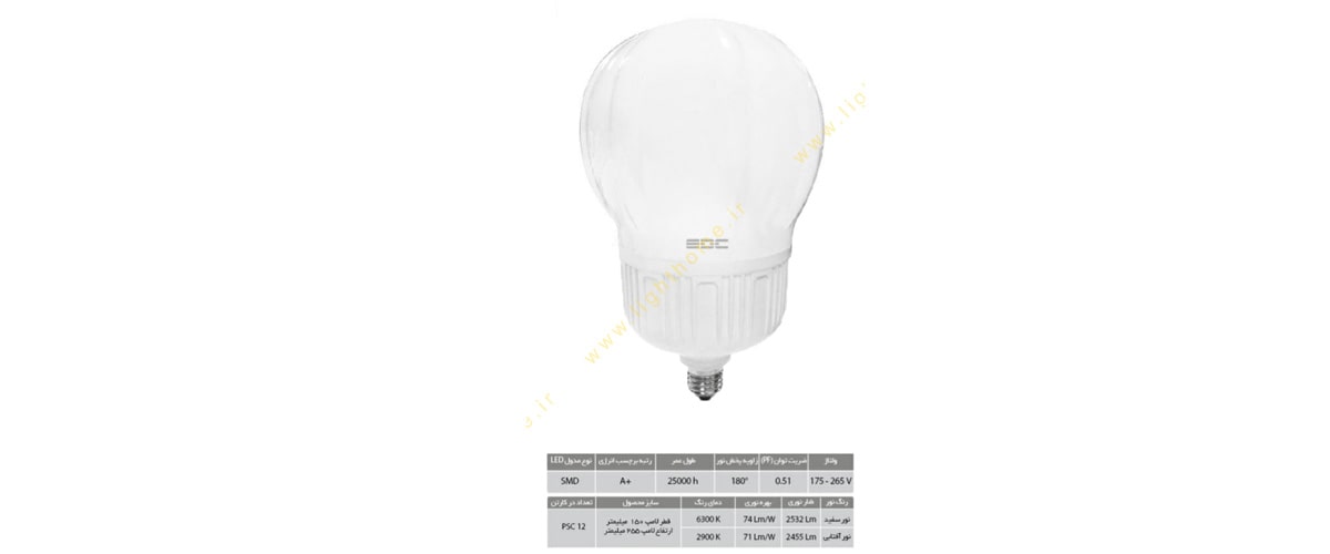 لامپ حبابی 38 وات SMD با سرپیچ E27 فلاور EDC