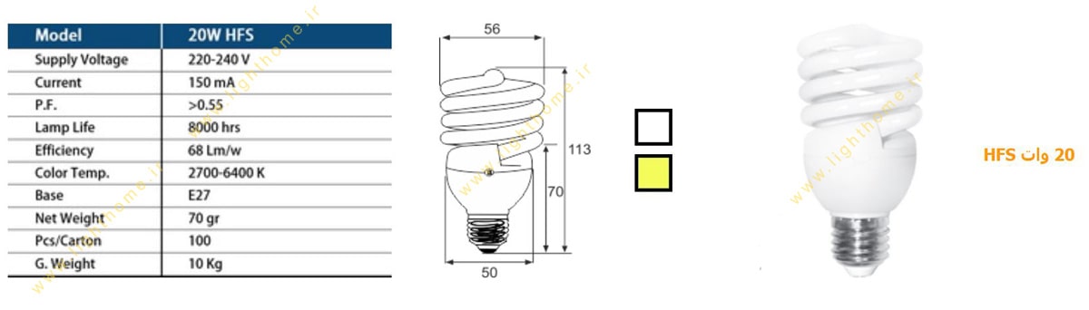 لامپ کم مصرف 20 وات بالاستیران