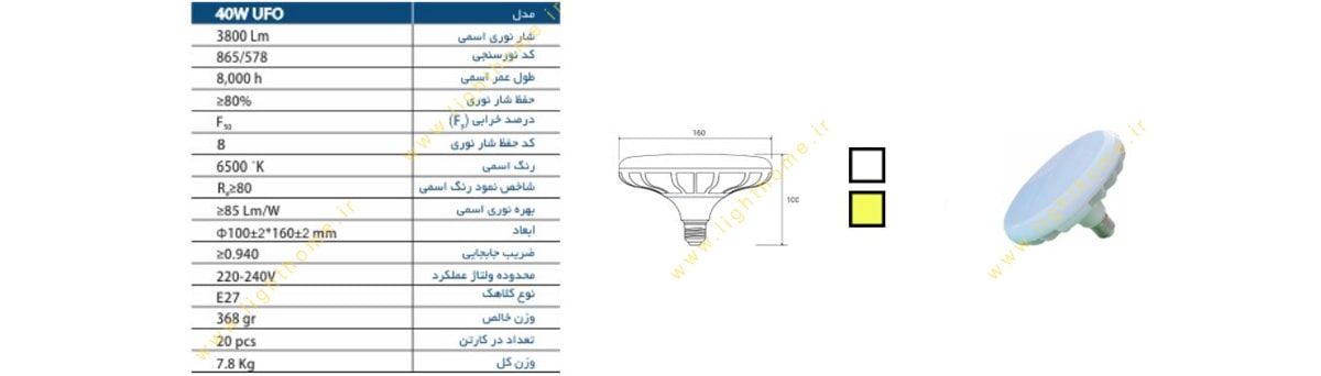 لامپ سفینه ای ال ای دی 40 وات بالاستیران