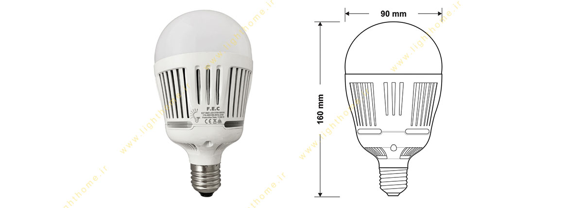 لامپ ال ای دی 24 وات FEC سرپیچ e27