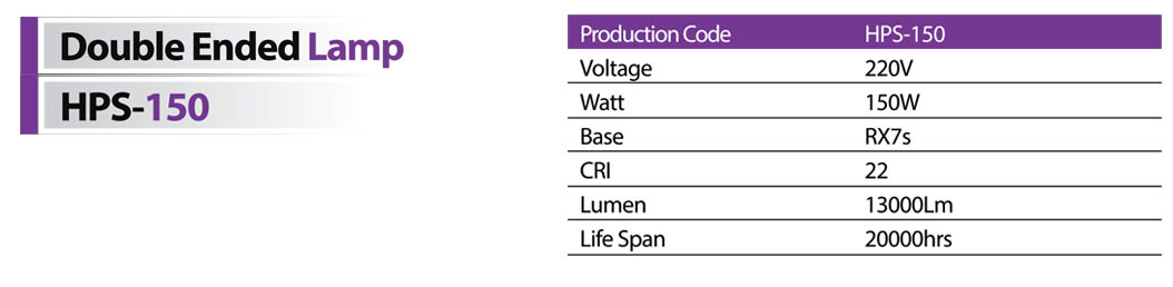لامپ بخار سدیم 150 وات شعاع مدل hps-150