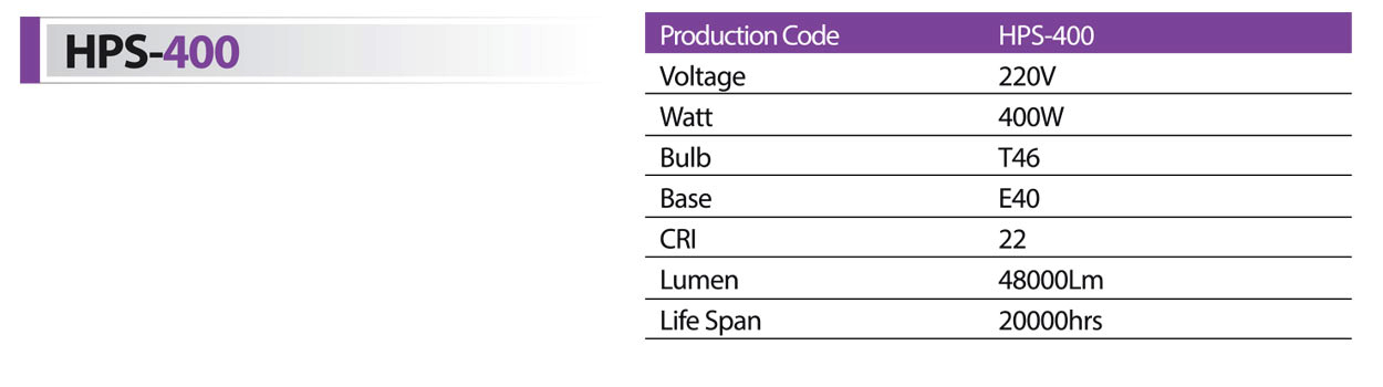 لامپ بخار سدیم 400 وات شعاع مدل hps-400