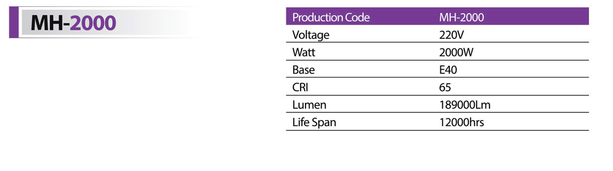 لامپ متال هالید شعاع مدل mh-2000