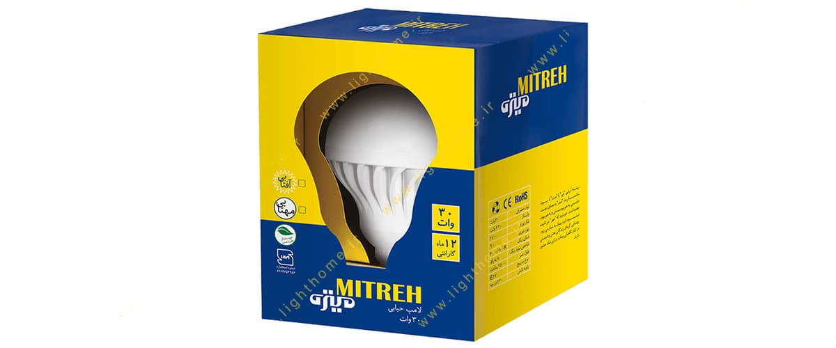 لامپ LED حبابی 30 وات میتره با سرپیچ E27