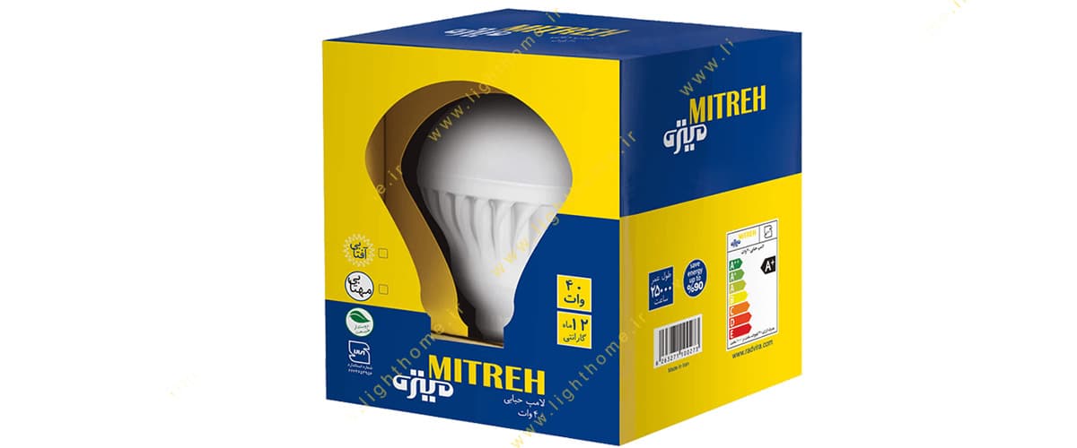 لامپ LED حبابی 40 وات میتره با سرپیچ E27