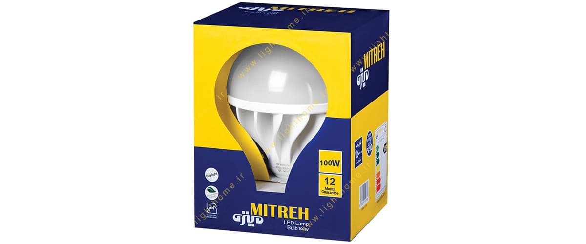 لامپ LED حبابی 100 وات میتره با سرپیچ E40
