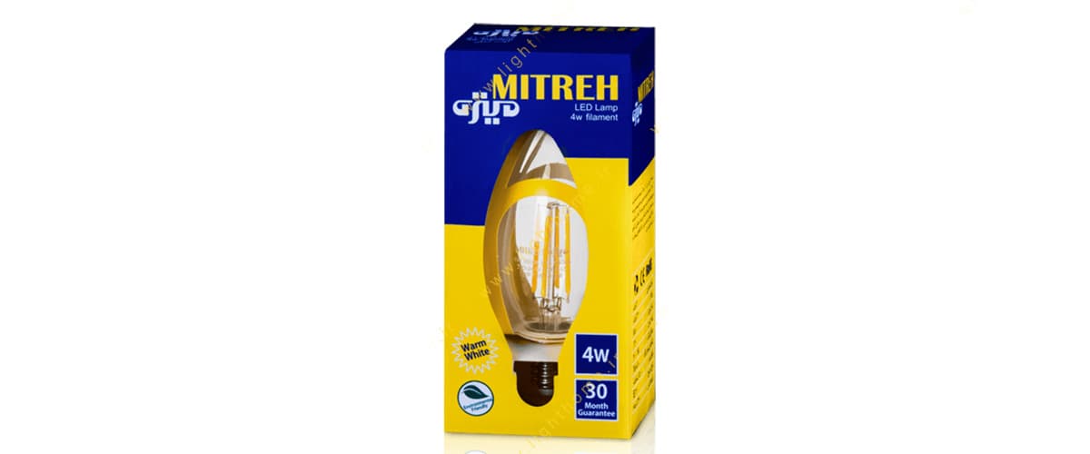 لامپ LED فیلامنتی شمعی 4 وات میتره با سرپیچ E14