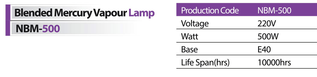 لامپ گازی 500 وات شعاع مدل nbm-500
