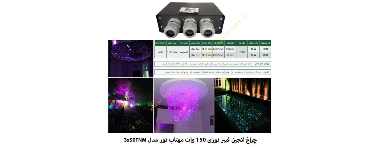 چراغ انجین فیبر نوری سه قلو 150 وات مهتاب نور مدل 3x50FNM